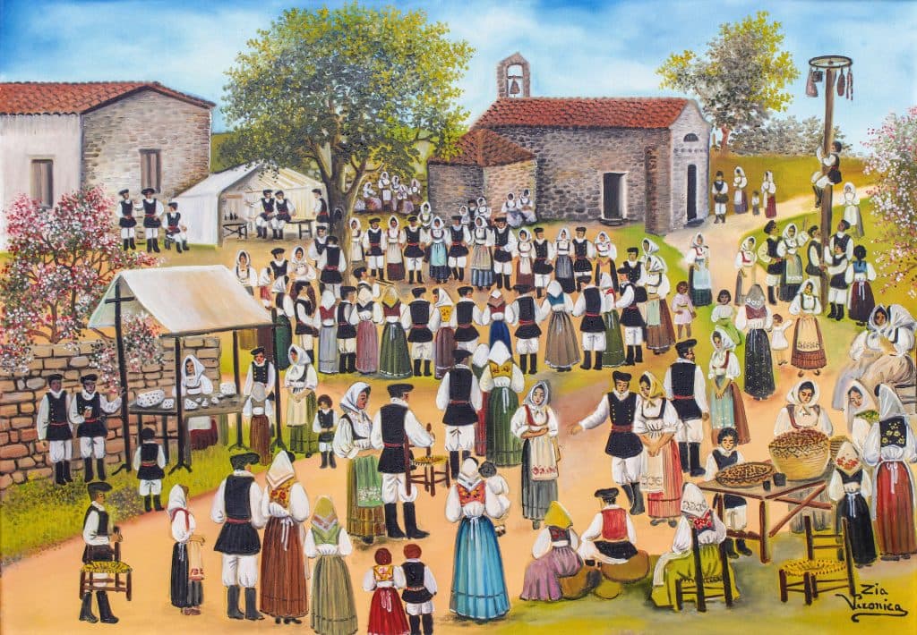 Su Ballu tundu, olio su tela, 100x70 cm