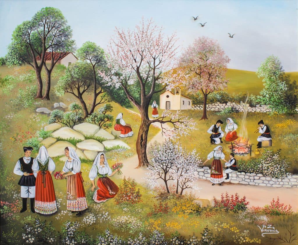 Scampagnata, olio su tela, 120x100 cm