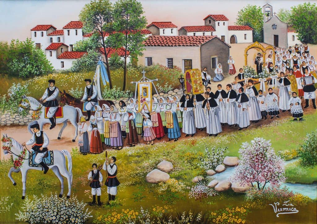 La processione di Sant’Antonio, olio su tela, 100x70 cm